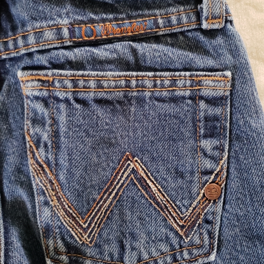 Wrangler Denim Jeans Girls 7 Slim Cotton Bell Bottom Bootcut Flare - Picture 4 of 12